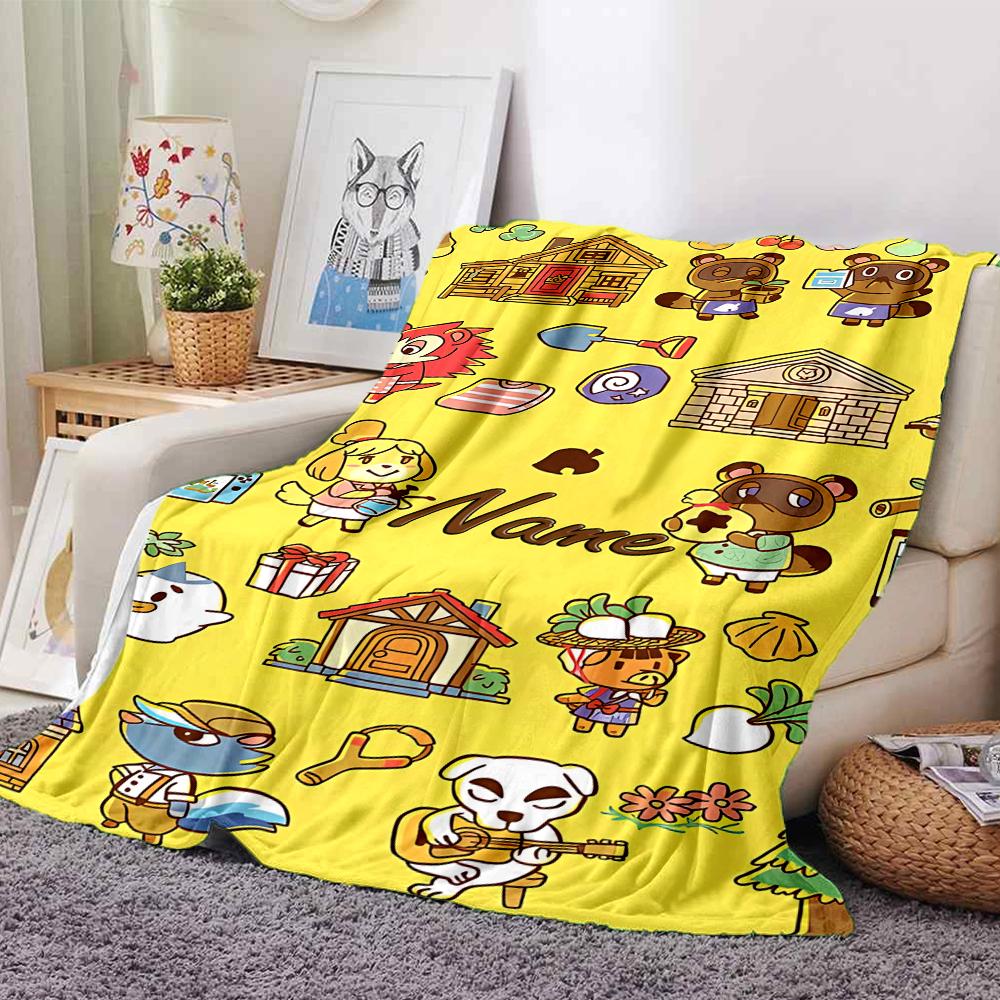 Customiz Name Personality Animal Crossing (2) Blanket Soft &Warm Sofa Office Bed Travel Lunch Break Blanket, Gift Suitable for All Seasons