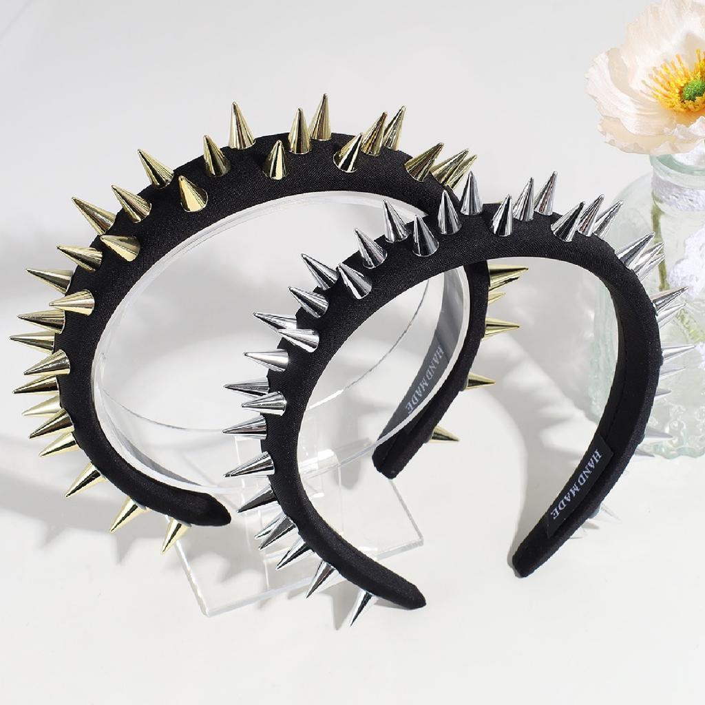 1PC Exaggerated, Designer, Rivet, Black, Hairband, Summer, Wide, Fashion, Punk, Personalized, Headband, Hairpin