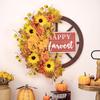 Thanksgiving Sunflower & Maple Leaf Wheel Wreath - Autumn Door Hanging