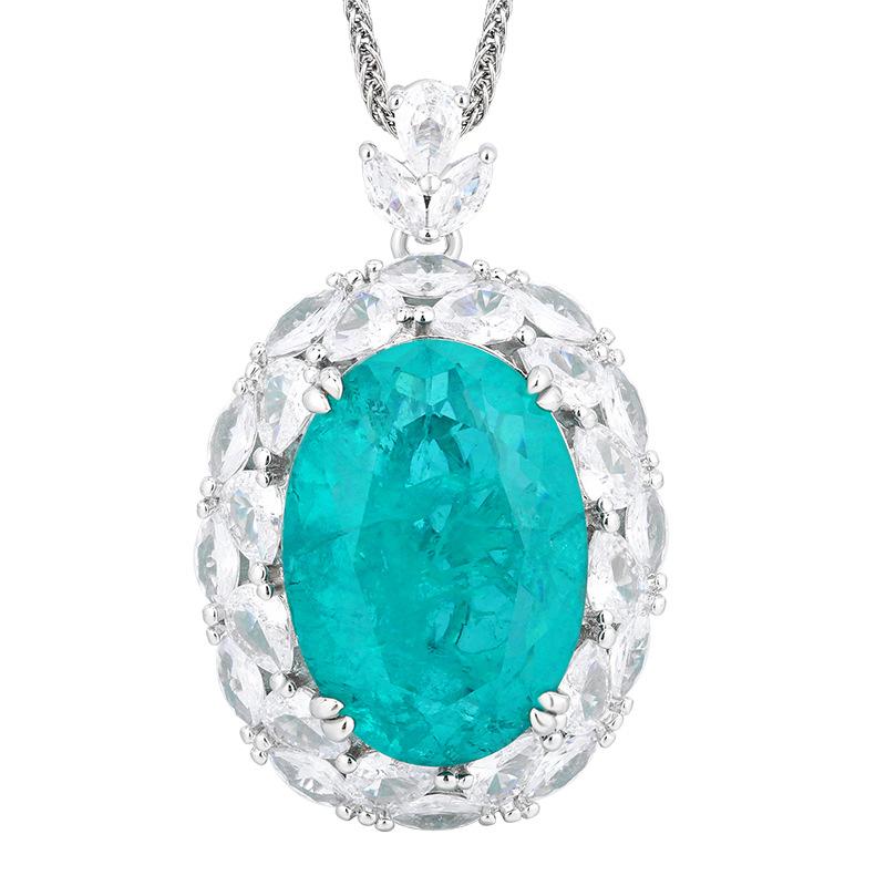 Bijoux Fond Cuivre Plaqué Or Pendentif Émeraude de Simulation Collier Gros Denier 18 * 25