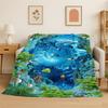 Seabed Illusion 3D Underwater World Dolphin Cartoon Flannel Blanket Soft Throw Blanket for Bedroom Living Room Bed Travel Nap