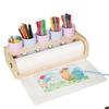 Kids Art Paper Roll Organiser Wood Paper Roll Dispenser Desktop Paper Roll Holder For Home Classroom Creative Drawing