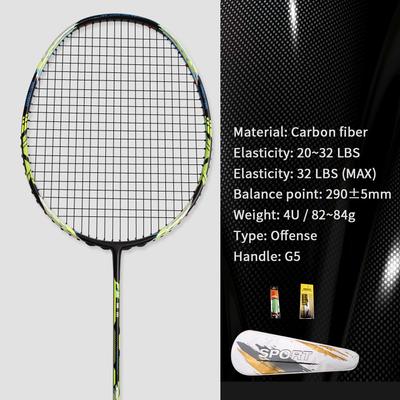 21-30 LBS Badminton Racket Carbon Fiber Man Woman Adult High Elasticity Durable Major Attack Racket Defense Competition Level