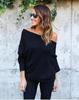 European & American Fall/Winter Sexy Off-Shoulder Batwing Sleeve Knitted Sweater for Women