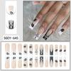 Cross-border black and white French irregular hickey print flash cross long European and American style removable nail art pieces 24 pieces