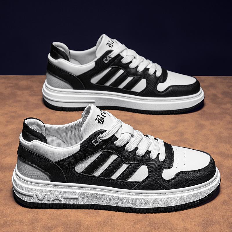 

Мужские кроссовки 2023 года, очень большого размера: Спортивные туфли из натуральной кожи в гонконгском стиле на толстой подошве белого цвета для весны/лета US 14.5 чёрный/белый