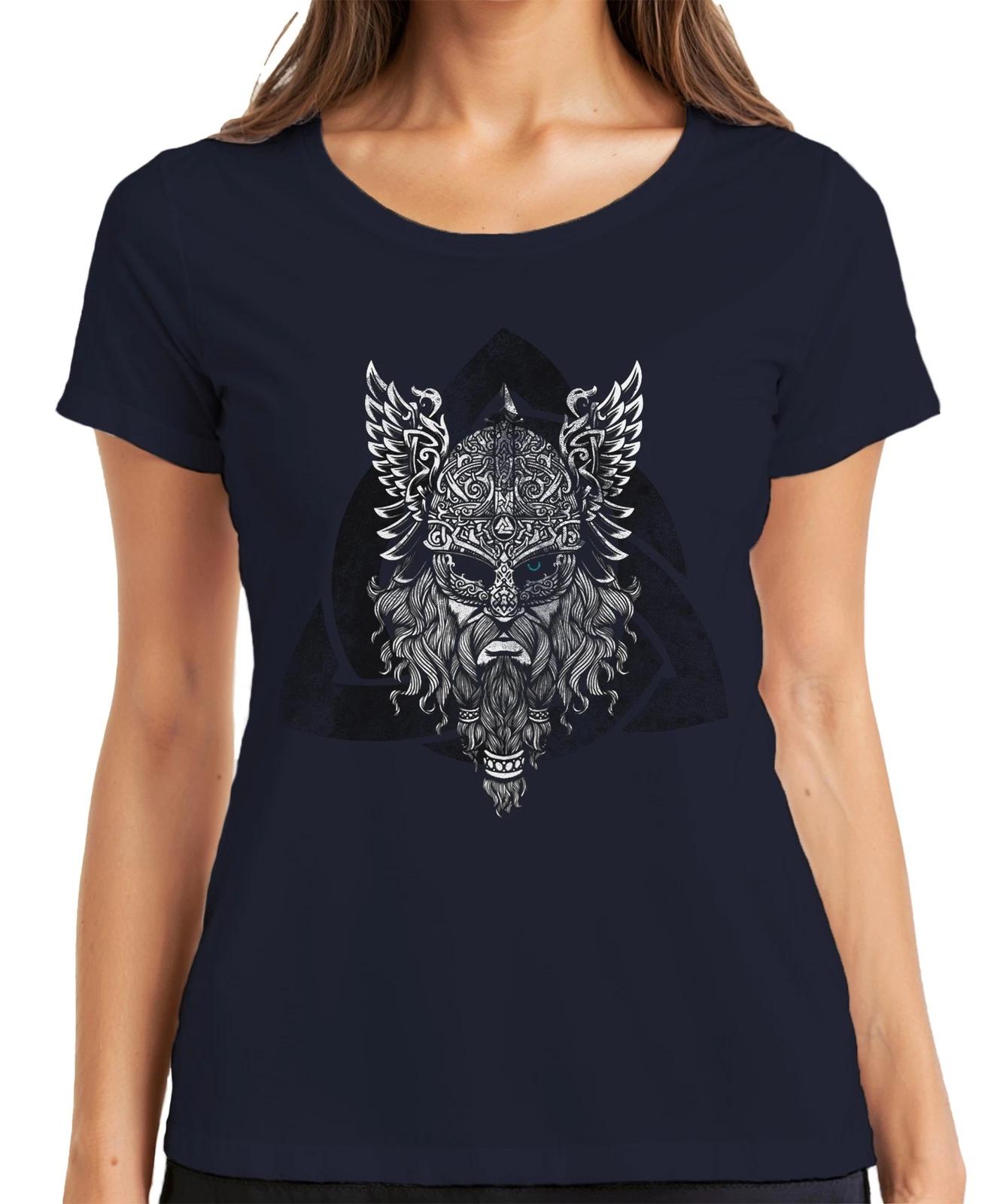 Wikinger Helm Krieger Mythologie Runenknoten Odin Valknut Damen T-Shirt S