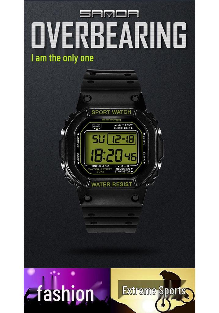 Sanda Square Multifunctional Waterproof Luminous Sports Watch for Men & Women - Fashionable Student Wristwatch