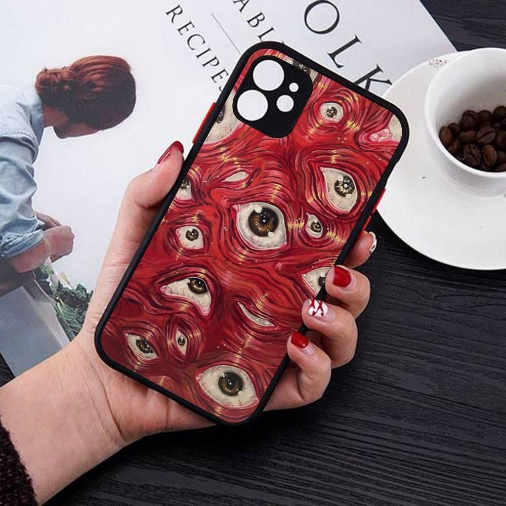 Spooky Scary Red Eye Pattern Phone Case For IPhone 18 14 11 12 13 Mini Pro Max 8 7 Plus X XR XS MAX Translucent Matte Cover