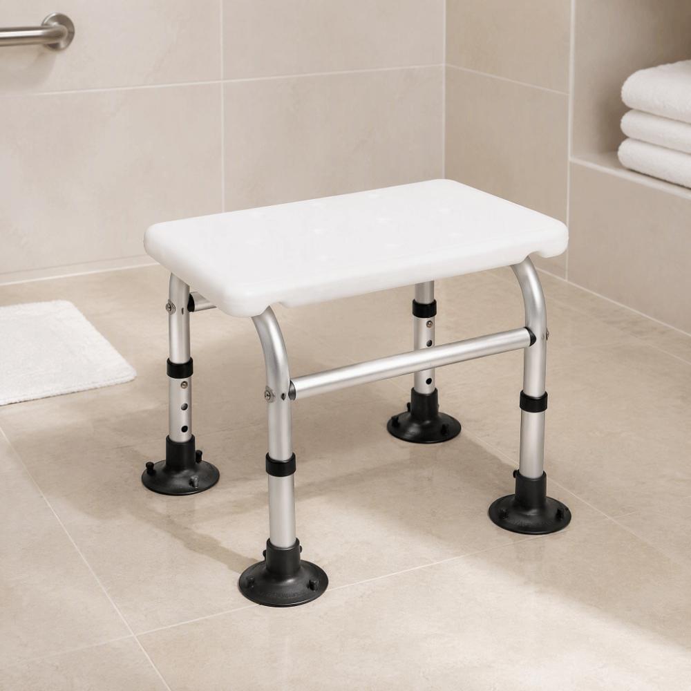 Non Slip Feet Shower Chair Aluminum Alloy Bath Seat Practical Shower Stool Indoor Shower Bathroom