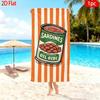 Spielerisches Retro Strandtuch Übergröße Sardinendosen-Print Mikrofaserhandtuch für Sommer, Pool und Strand