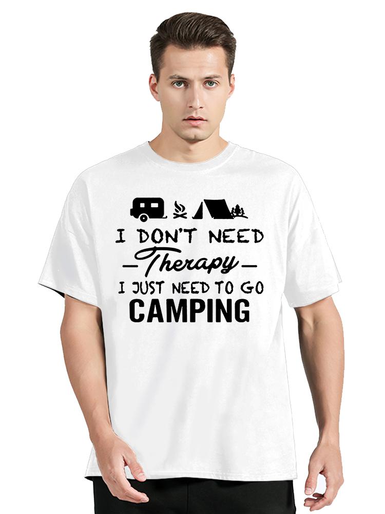 Camping Therapy Camper Tent Caravan Tshirt Cotton Casual Tops Tshirt Oversized Unisex Clothing Tees Oneck Fitness T Shirt