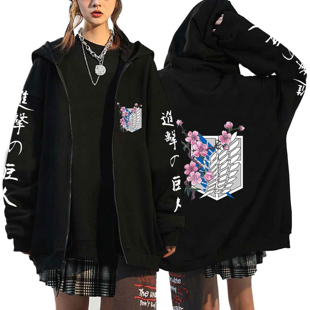 Giant Sweater Attack onTitan Wings of Liberty Print Men's and Women's Zip Hoodies
