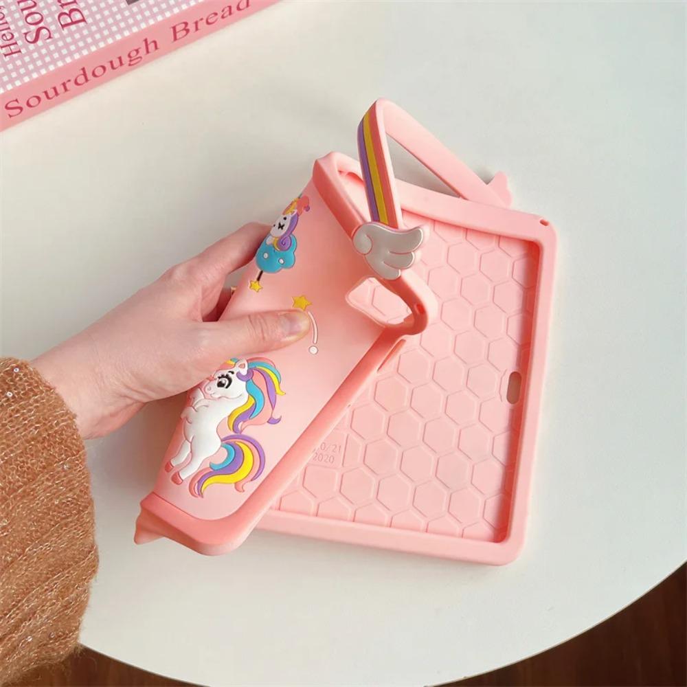 Child Case For IPad 10th 11 9 8 7th 10.2 Air 2 3 4 5 6 10.9 Mini 6 7 Air Pro 11 Cartoon Unicorn Silicone Tablet Cover