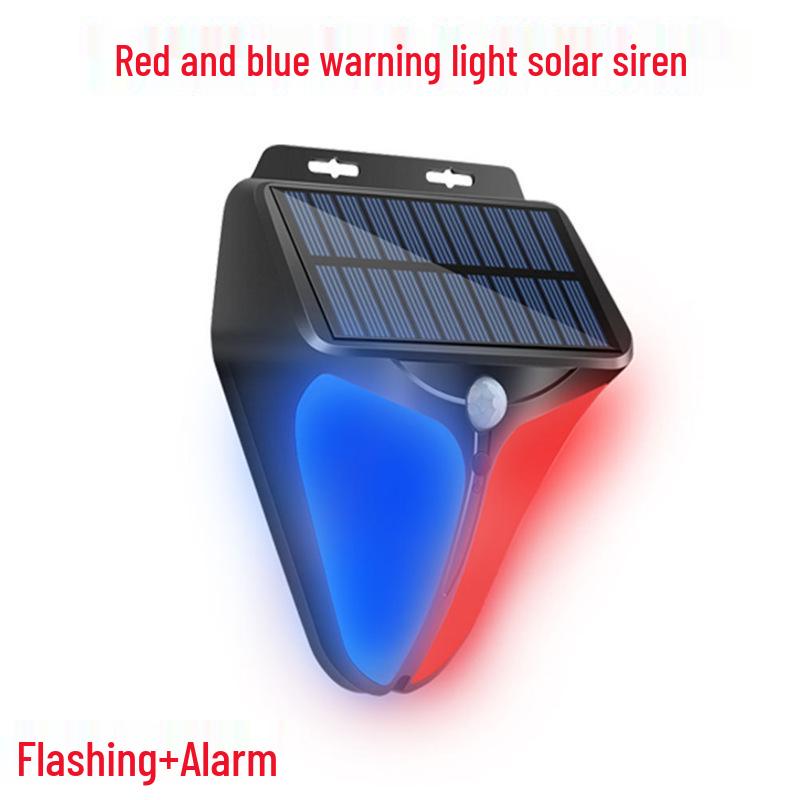 Solar-Powered Red & Blue Flashing Alarm Light with Motion Detection