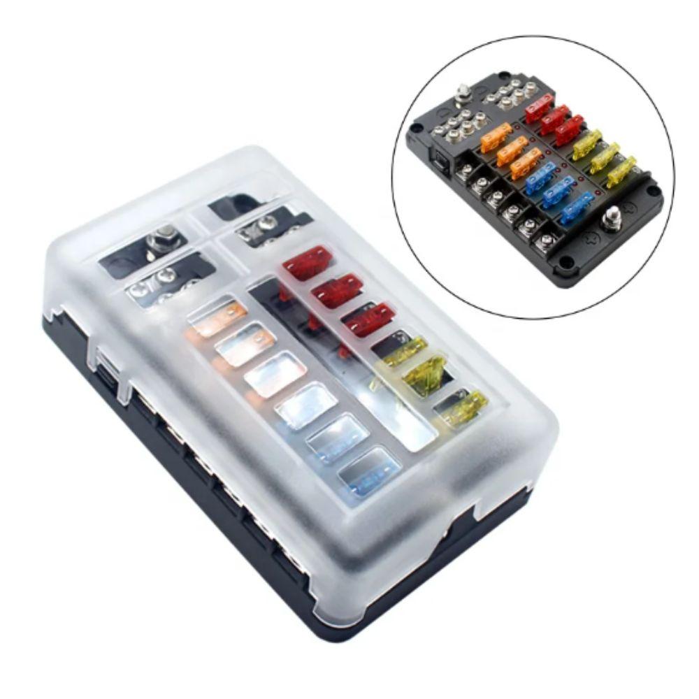 Waterproof Protection Fuse Box Holder 12-Way Circuit Fuse Holder Box Fuse Block  Truck Application
