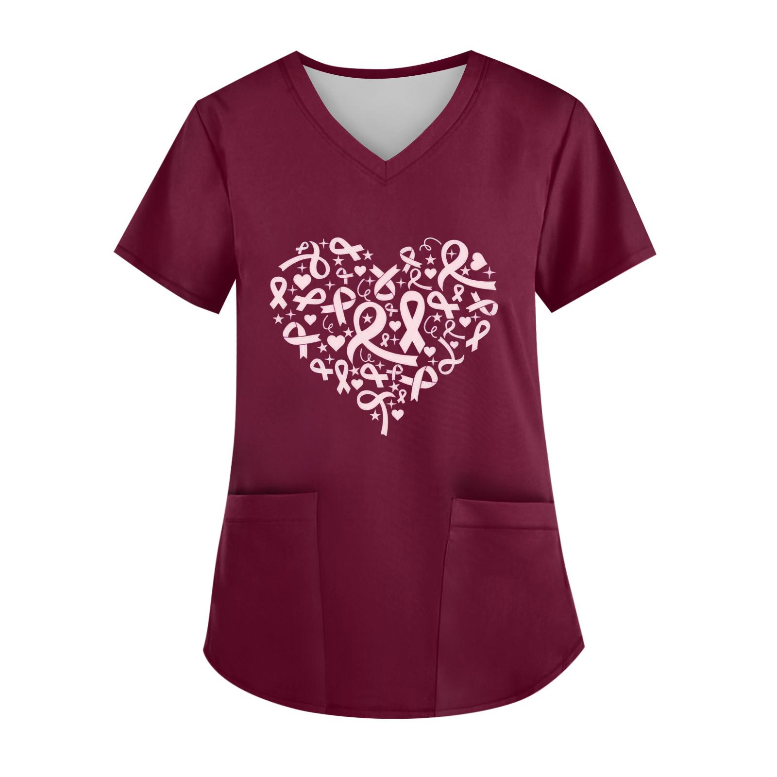 

Женский топ с V-образным вырезом, короткими рукавами, карманом и боковым разрезом XL винный