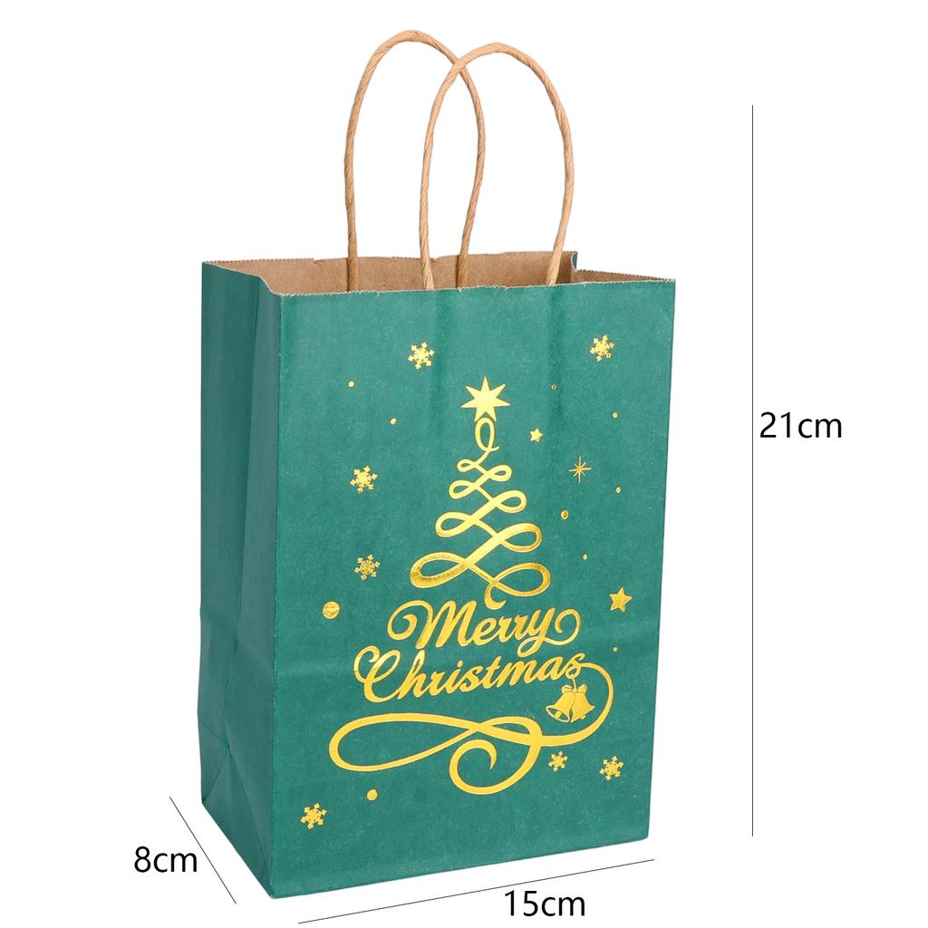 1/20 Red Green Christmas Bags  Kraft Paper Biscuit Candy Packaging Bag Xmas Tree Gift Pouch Home Decor Xmas Party Accessories