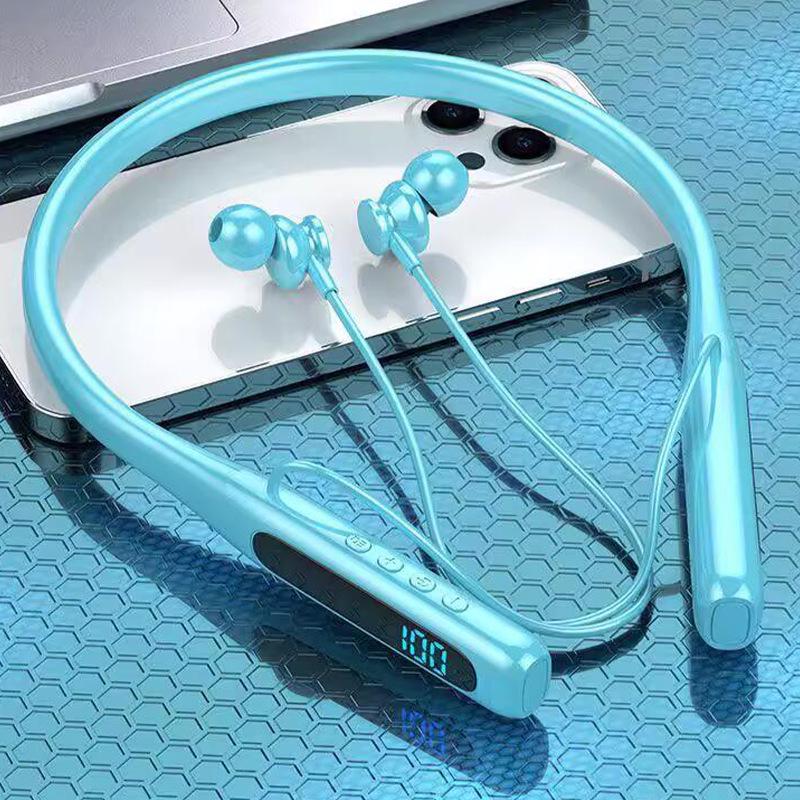 Neckband Bluetooth Headphones: Long Battery Life, Memory Card Support, Compatible with Apple & Android
