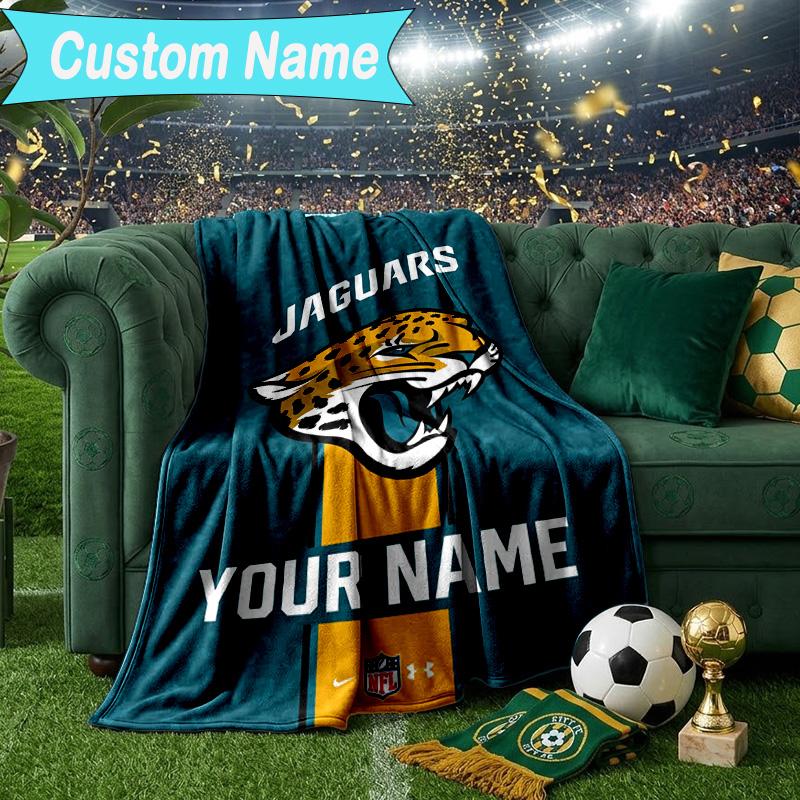 Custom Name Blanket Jacksonville Team Spirit Blanket Bedding Blanket for Travel, Camping, Living Rooms, Offices, Sofas, Fan Christmas Gift