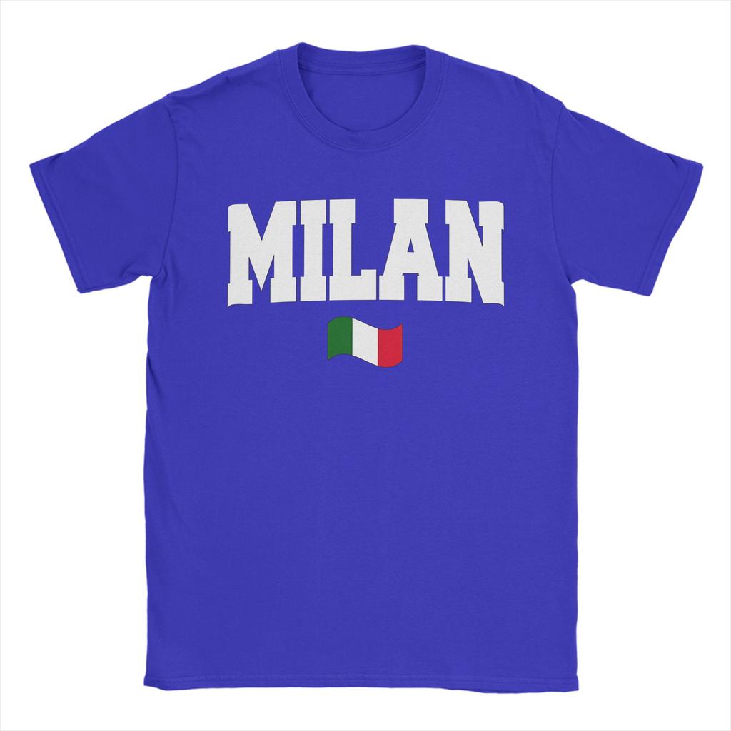Unisex Womens TShirt Milan With Italy Flag TShirts Fashion Summer Tees Streetwear Cotton Tops Gift