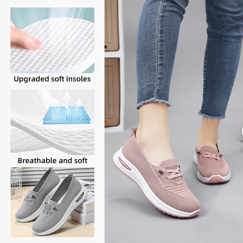 Women's Versatile Fly-knit Lace-up Casual Shoes - Breathable, Lightweight, Soft Sole Mesh Design