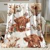Hochlandrind Decke Blumenmuster Fleece Überwurf Ganzjahres Weich Warm Bettwäsche Personalisierter Name Bauernhaus Dekor Geschenk für Liebhaber