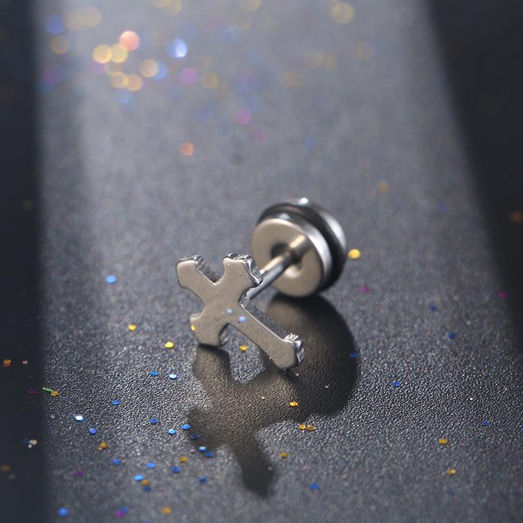 Unisex Stainless Steel Black Skull Earrings - Non-Fading Titanium Accessory