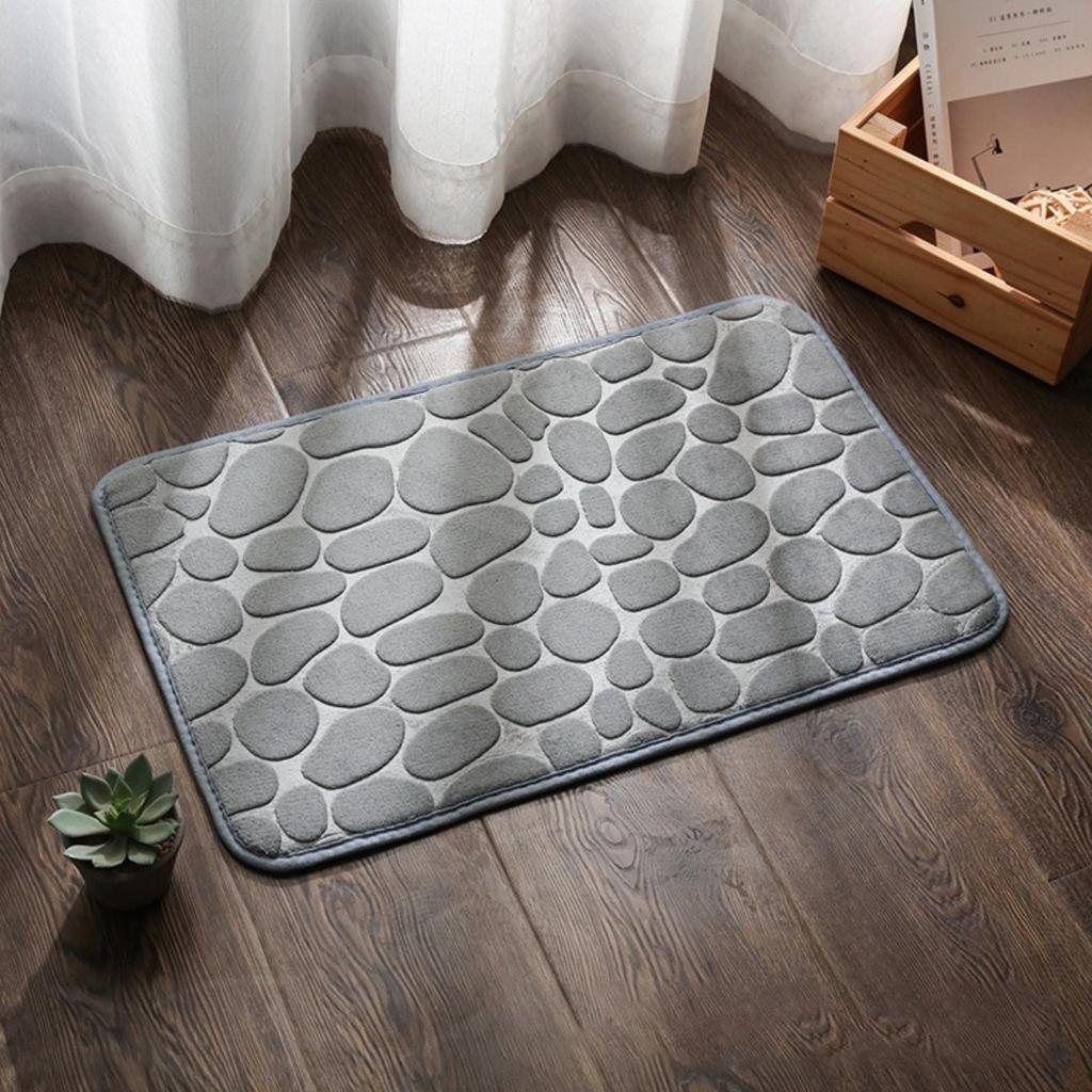 HOMZY Bathroom Bathtub Water Absorption Non-slip Floor Rug Bath Mat Doormat Cobblestone Embossed Washable Carpets