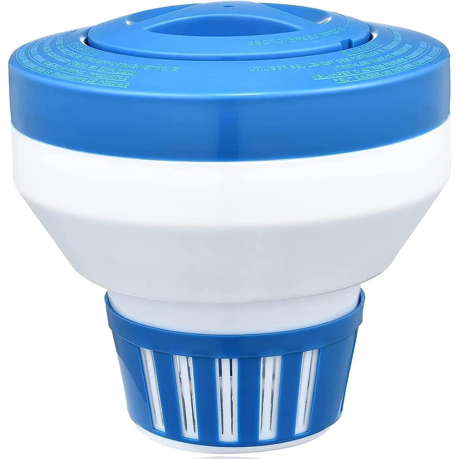 Floating Chlorine Dispenser, Pool Spa Chlorine/Bromine Floater,7  Large Capacity Floating Chlorinator & Bromine Holder Fits 3 Inch Chemical Tablet синий