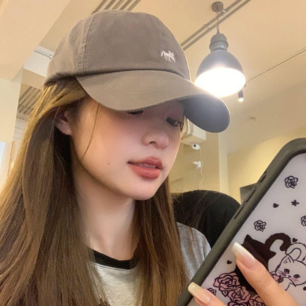 Embroidered Canvas Baseball Hat Animals Sun Hat Versatile Embroidery Baseball Cap  Girl