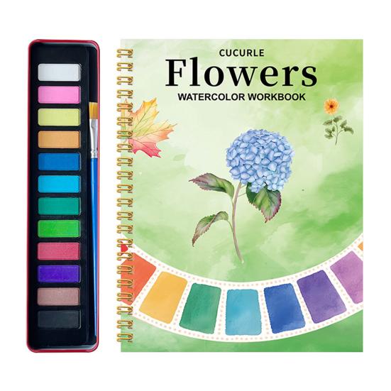Watercolor Workbook Step-by-Step Painting Guide Watercolor Paint Set Nature-inspired Coloring Water Coloring Book