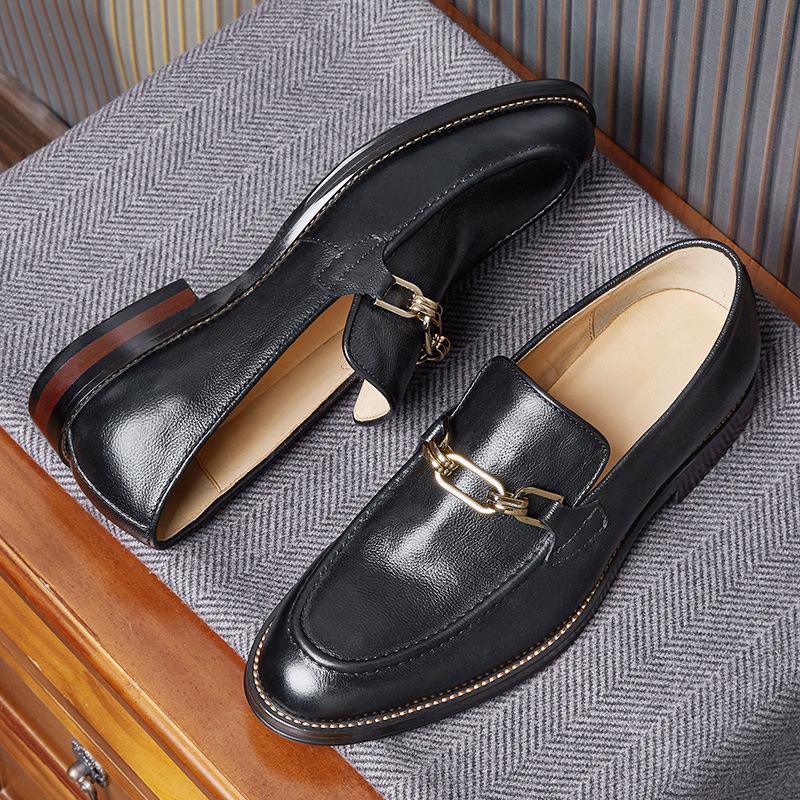 Business Casual Dress Leather Shoes Commuting Daily Soft Sole Soft Surface Top Cowhide Loafers Fashion Trend