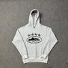 Corteiz Vintage Bluza z Kapturem Oversize z Nadrukiem Gwiazd Zestaw Joggerów Męski Streetwear Codzienny Strój