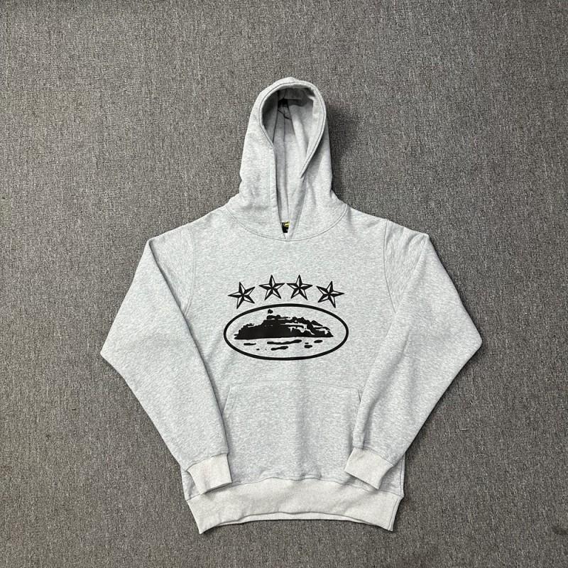 Corteiz Vintage Bluza z Kapturem Oversize z Nadrukiem Gwiazd Zestaw Joggerów Męski Streetwear Codzienny Strój