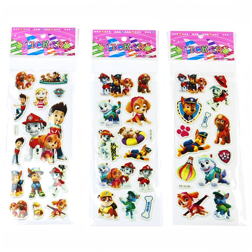 12pcs Cute Cartoon PAW Patrol Bubble Stickers Anime 3D Puffy Bulk Decals Toys Waterproof Reward Sticker Gifts