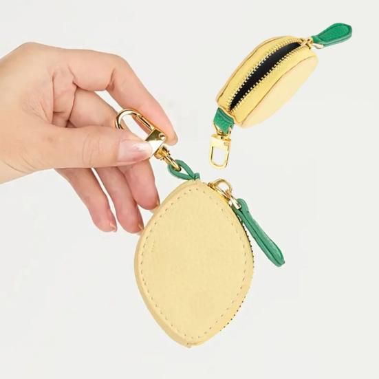 Fruit Coin Wallet Lemon Strawberry Zippered Purse Fruit Faux Leather Bag Mini Purse for Coins Lipsticks Street Daily Outings