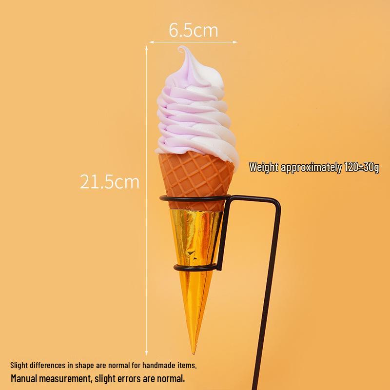 Night Market Ice Cream Cone Model: Realistic Torch Dessert Prop for Photography and Decor