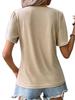 2023 Summer Women's Round Neck Pleated Lace Casual T-shirt
