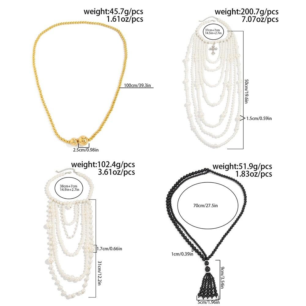 Fringe Sweater Chain Retro Decorative Necklace NEW Long Bead Chain Necklace  Unisex Accessory