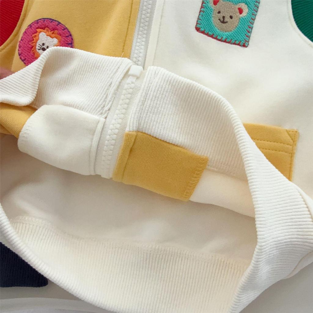 Jimo 2026 Spring Unisex Cartoon Bear Hooded Vest for Kids