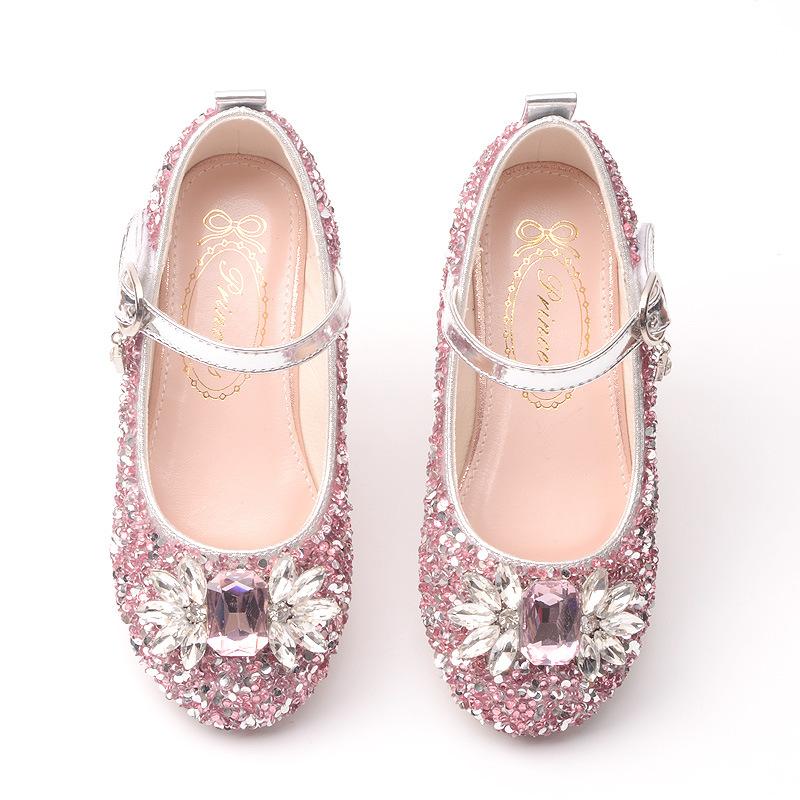

Girls Frozen Shoes Spring and Autumn Children s Flat Crystal Shoes Little Girl Elsa silver Crystal Shoes Children s Shoes 24Code/16cm розовый