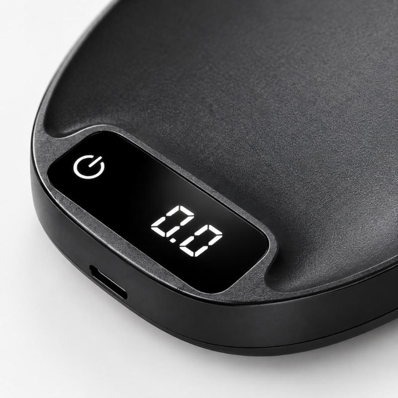 Rechargeable Coffee Weighing Scale with 200 G Capacity, Battery Power, Touch Control, and Small-Form Design for Home Coffee Measurement