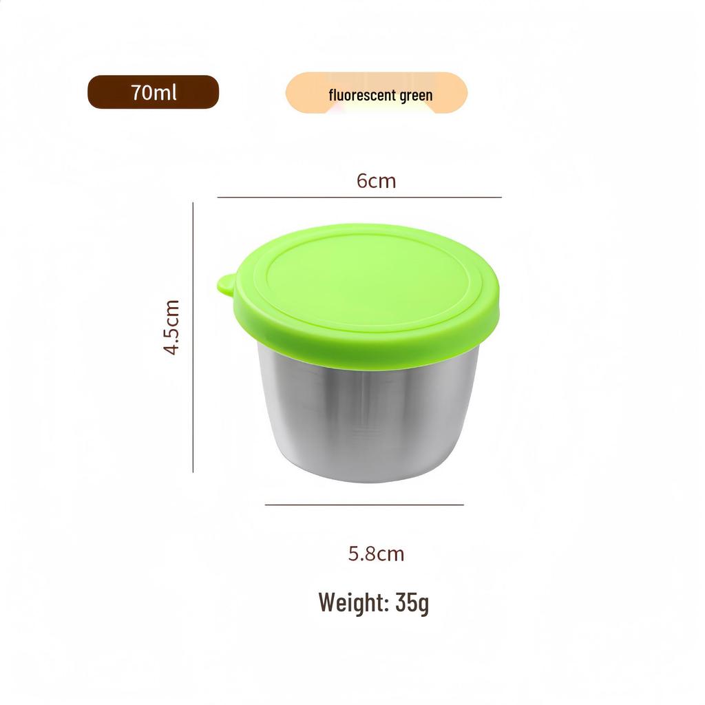 Reusable Sauce Cup with Macaron Lid - 304 Stainless Steel, 40/50/70ML, Portable Dipping or Seasoning Dish.
