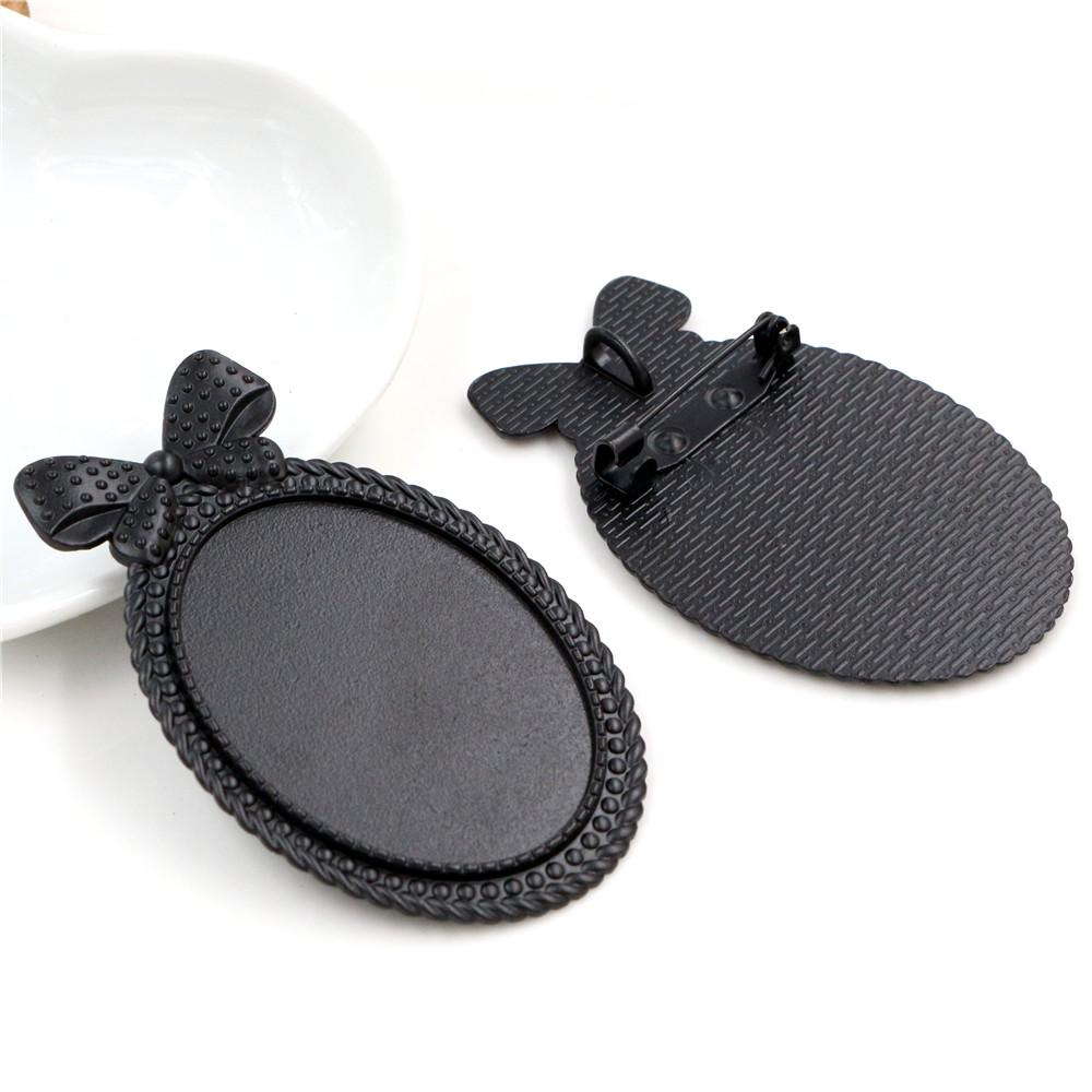 New Fashion 5pcs 30x40mm Inner Size Antique Silver Plated Gold Color Bronze Black Pin Brooch Simple Style Base Setting Pendant