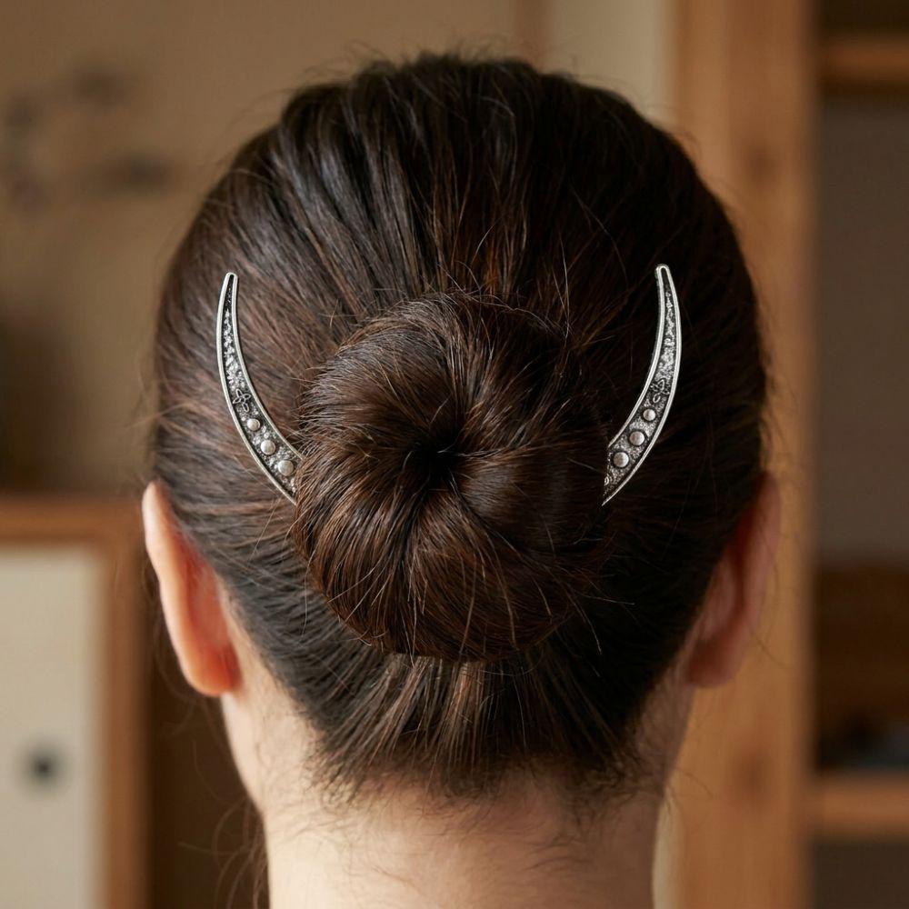 Alloy Retro Moon Hairpin Exquisite Carving Gothic Hairpin Ancient Style Hairpins  Women Accessory
