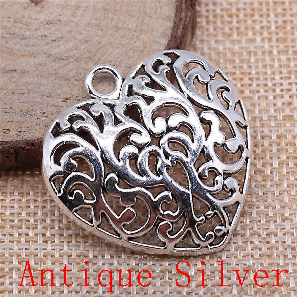 Big Heart Shaped Charms Pendant For Bracelet Necklace Jewelry Making Craft Findings