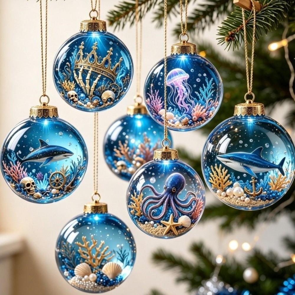 Skeleton Design Luminous Crystal Ball Pendant Christmas Ball Ornament Festival Atmosphere
