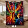 Vibrant Guitar Music Art, for Musicians And Music Lovers, Soft Cozy Blanket, Colorful Note Pattern, Multi-Purpose Home Decor Gift