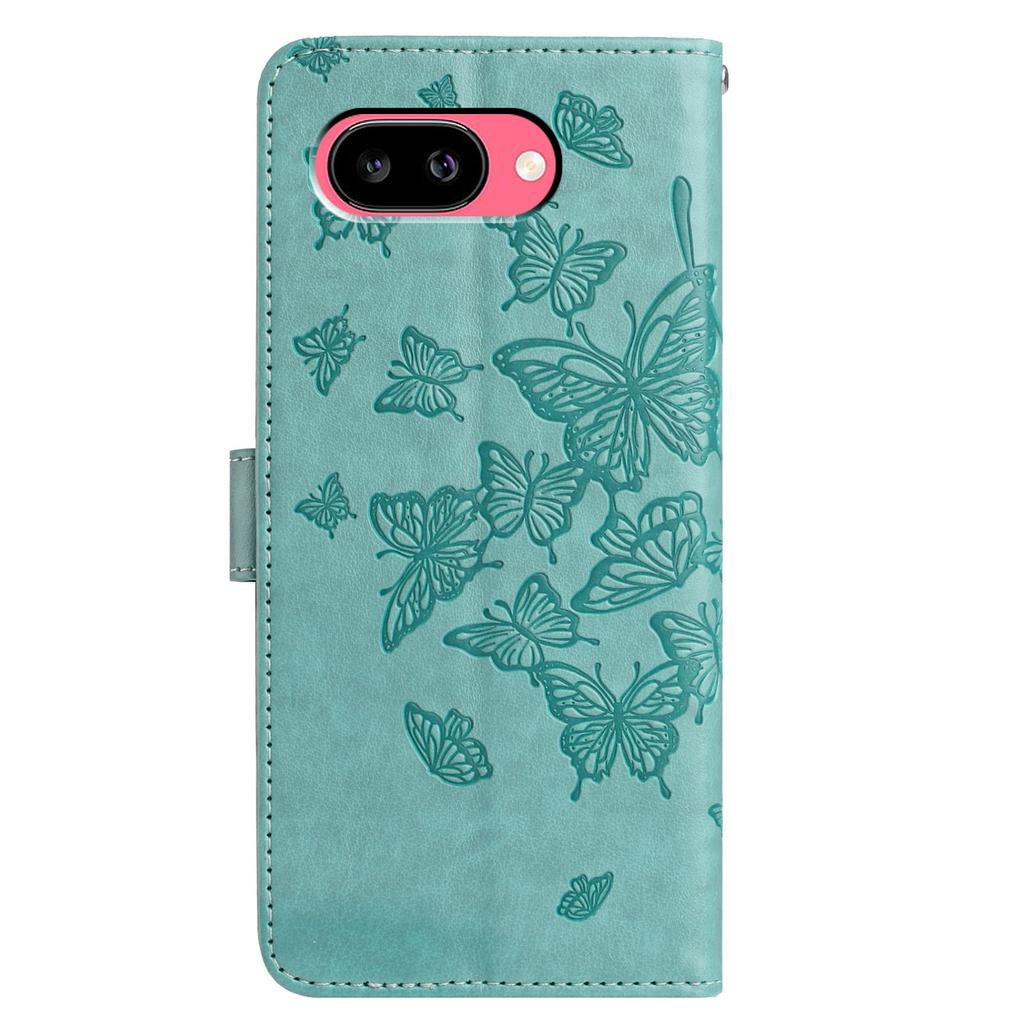 Für Google Pixel 9a Hülle Schmetterling Prägung Geldbörse Ständer PU Leder Klapphandyhülle mit Trageband